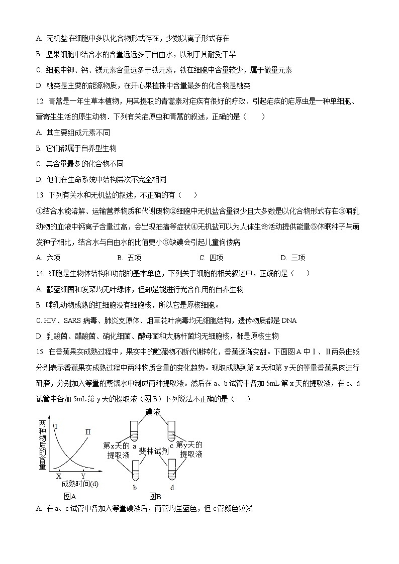 河南省南阳市第一中学2023-2024学年高一生物上学期第一次月考试题（Word版附解析）03