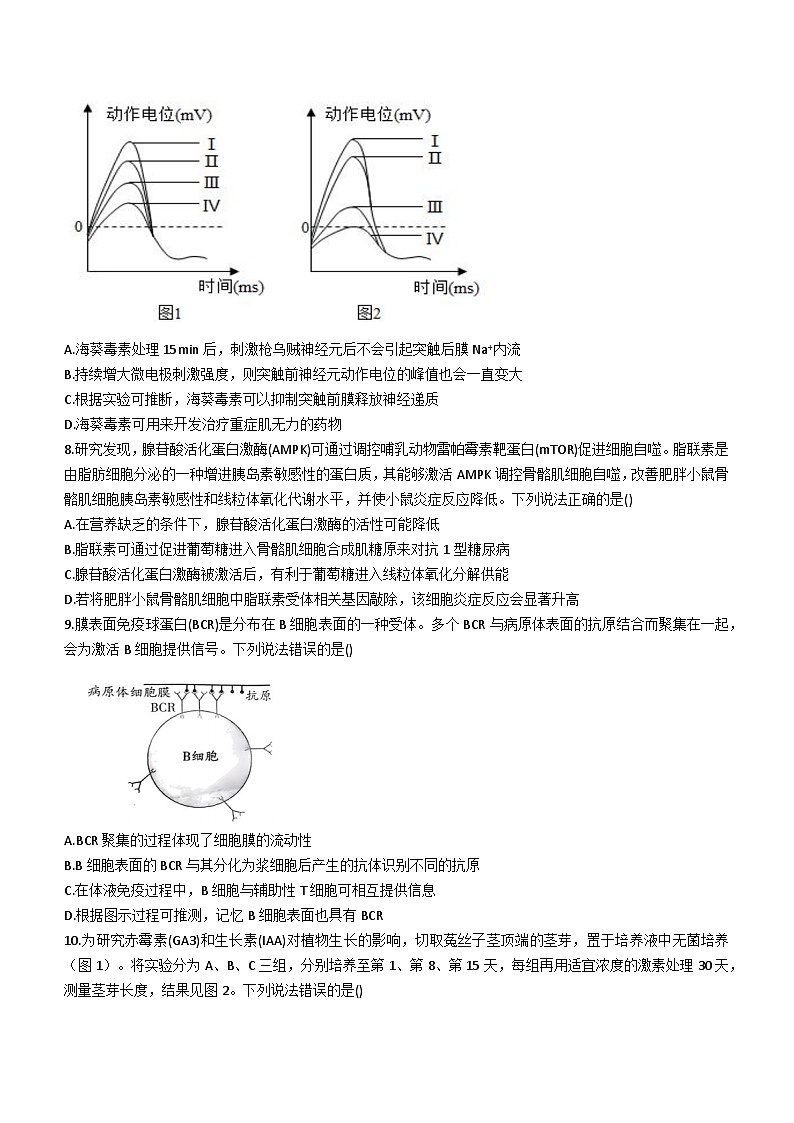 江苏省常州市前黄高级中学2023-2024学年高三上学期第一次阶段考试生物试题第3页