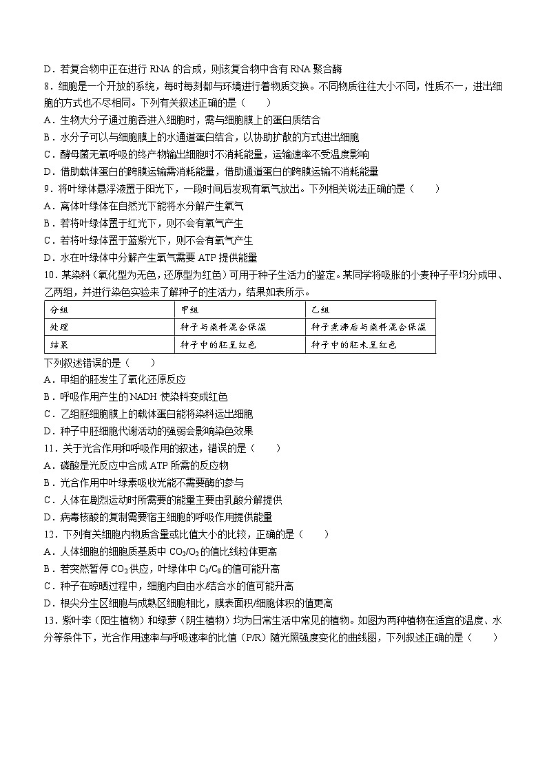 山西省晋城市一中2023-2024学年高三生物上学期10月月考试题（Word版附答案）第2页