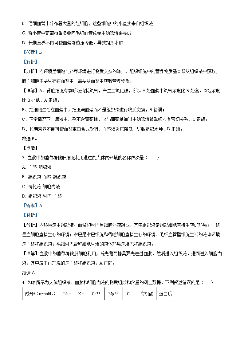 【期中真题】内蒙古呼和浩特市二中2022-2023学年高二上学期期中生物试题（解析版）第2页