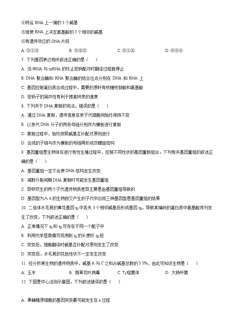 【期中真题】宁夏银川市二中2022-2023学年高二上学期期中生物试题（原卷版）第2页