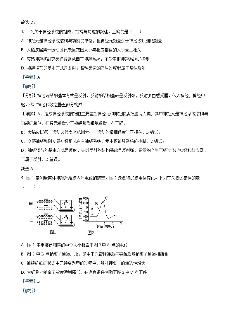 【期中真题】山东师范大学附中高二上学期期中学业水平测试生物试题03