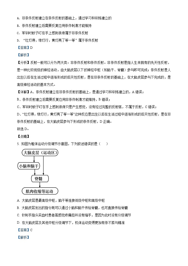 【期中真题】广东省广雅中学2021-2022学年高二上学期期中生物试题（解析版）第3页