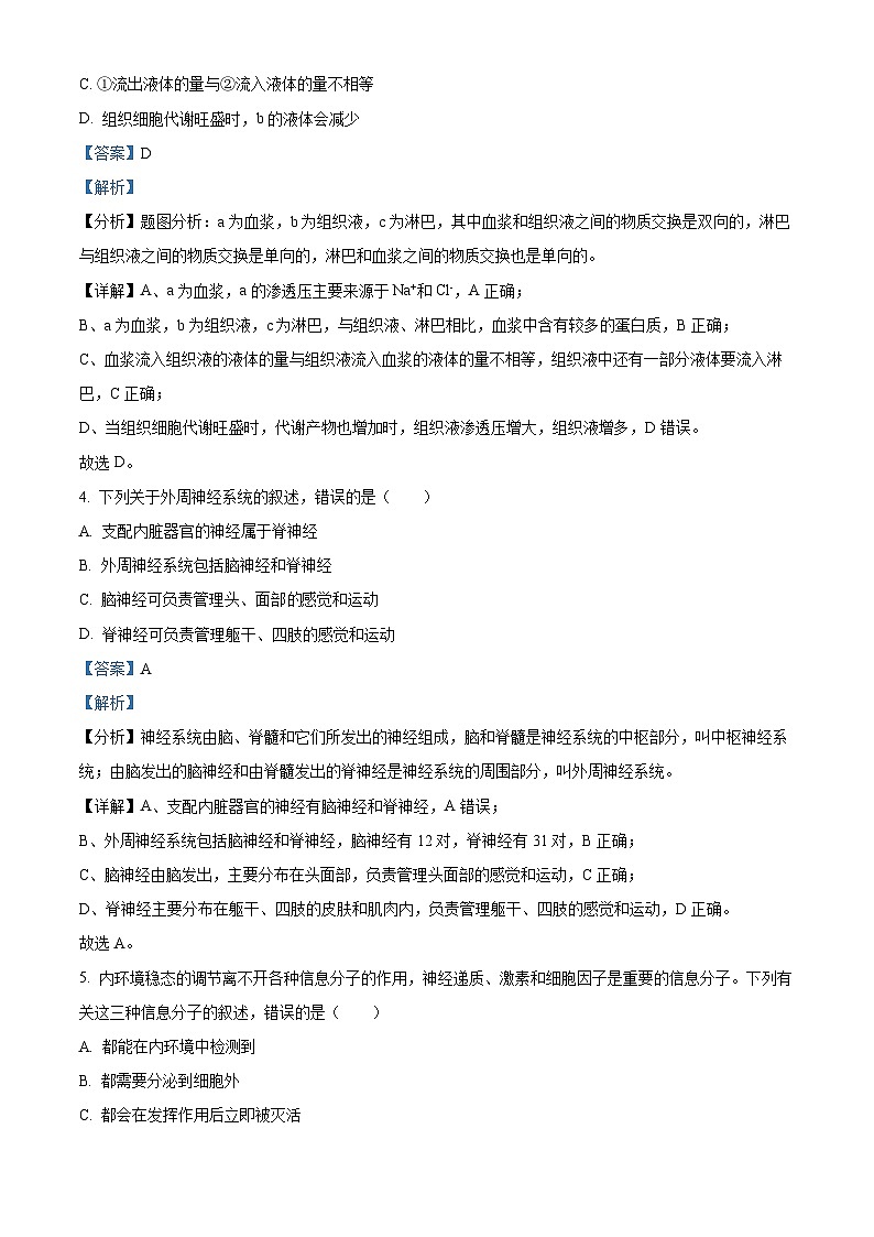 【期中真题】辽宁省县级重点高中联合体高二上学期期中生物试题02