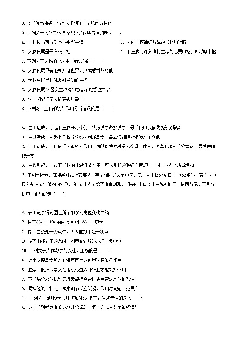 【期中真题】黑龙江省牡丹江市一中高二上学期期中生物试题02