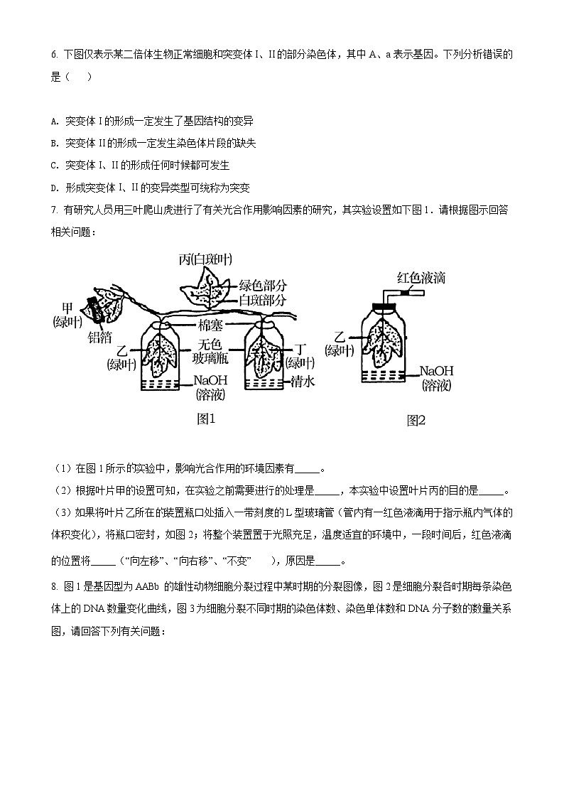 【期中真题】四川省成都市七中2020-2021学年高三上期期中理综生物试题（原卷版）第2页