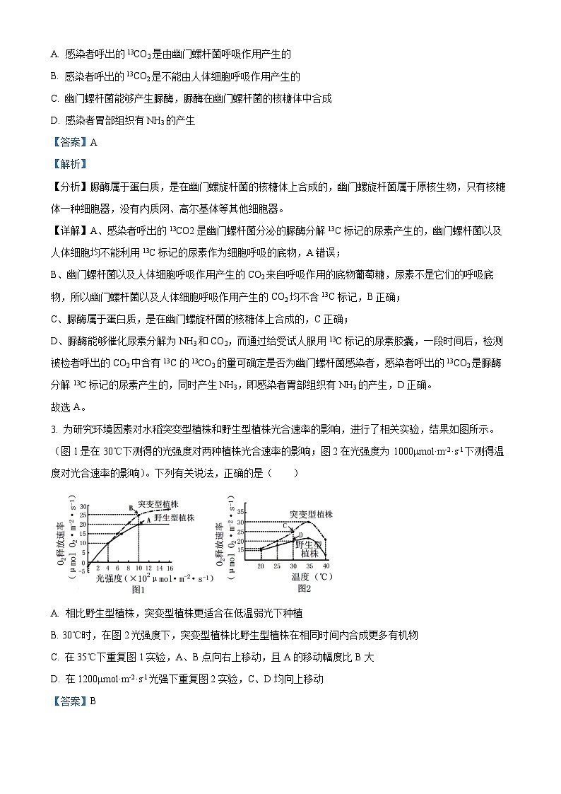 【期中真题】山东师范大学附中2021-2022学年高三上学期期中生物试题（解析版）第2页