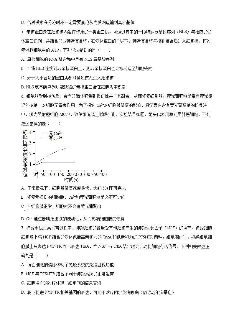 【期中真题】广东省广州市增城中学、广东华侨，协和中学三校2022-2023学年高三上学期期中联考生物试题02