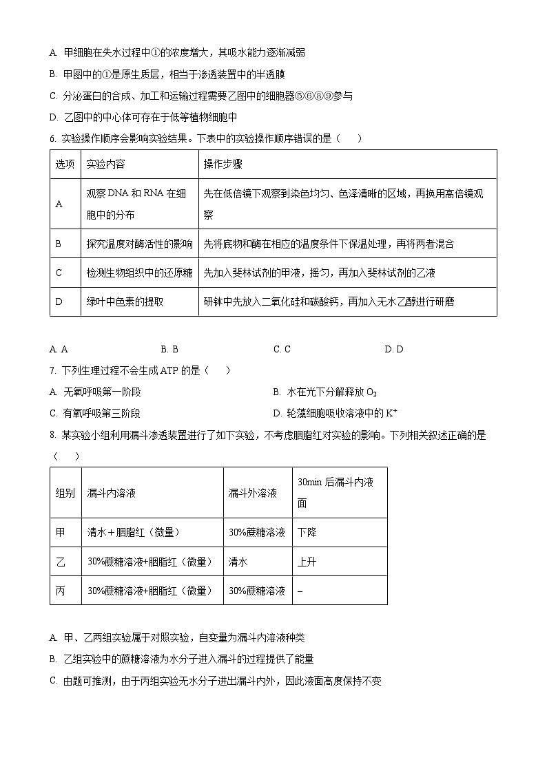 【期中真题】新疆兵团地州学校 2022-2023 学年高三上学期一轮期中调研考试生物试题（原卷版）第2页