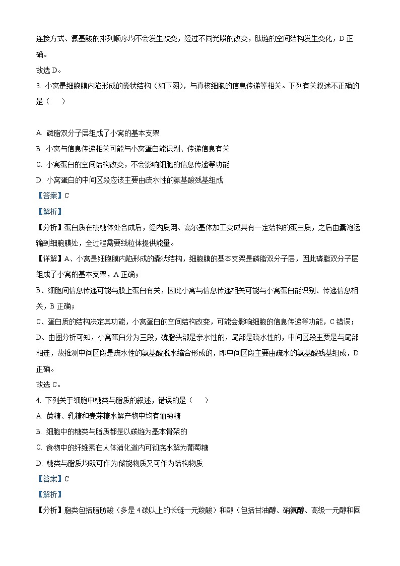 【期中真题】陕西省咸阳市礼泉县2022-2023学年高三上学期期中学科素养评价生物试题（解析版）第2页