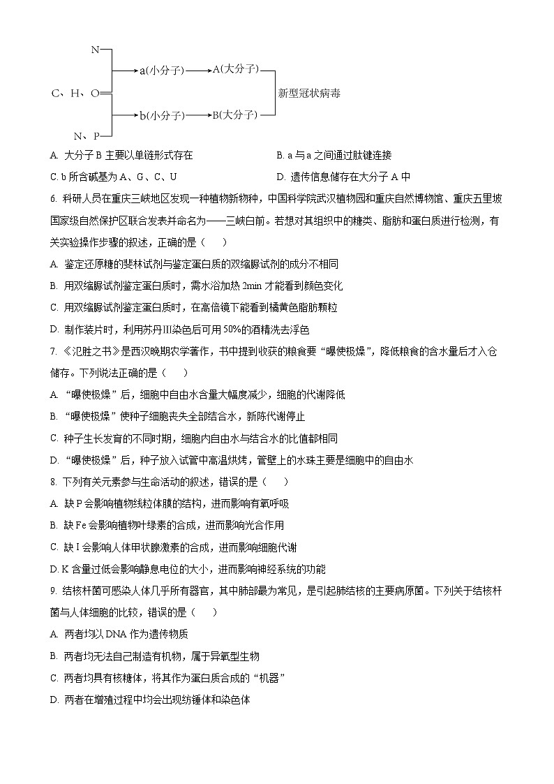 【期中真题】陕西省咸阳市礼泉县2022-2023学年高三上学期期中学科素养评价生物试题（原卷版）第2页