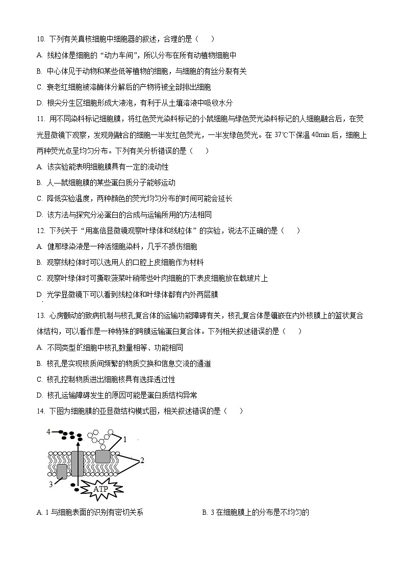 【期中真题】陕西省咸阳市礼泉县2022-2023学年高三上学期期中学科素养评价生物试题（原卷版）第3页