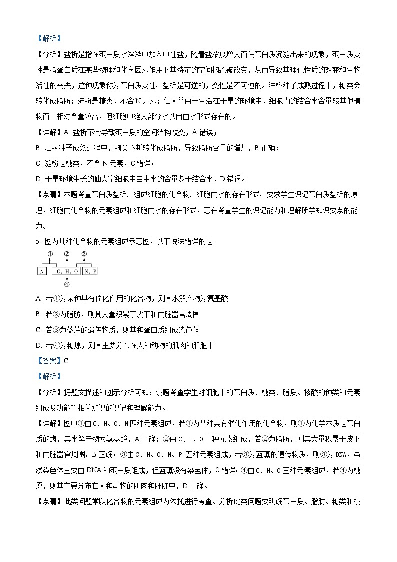【期中真题】内蒙古北方重工集团三中2021-2022学年高一上学期期中生物试题（解析版）第3页