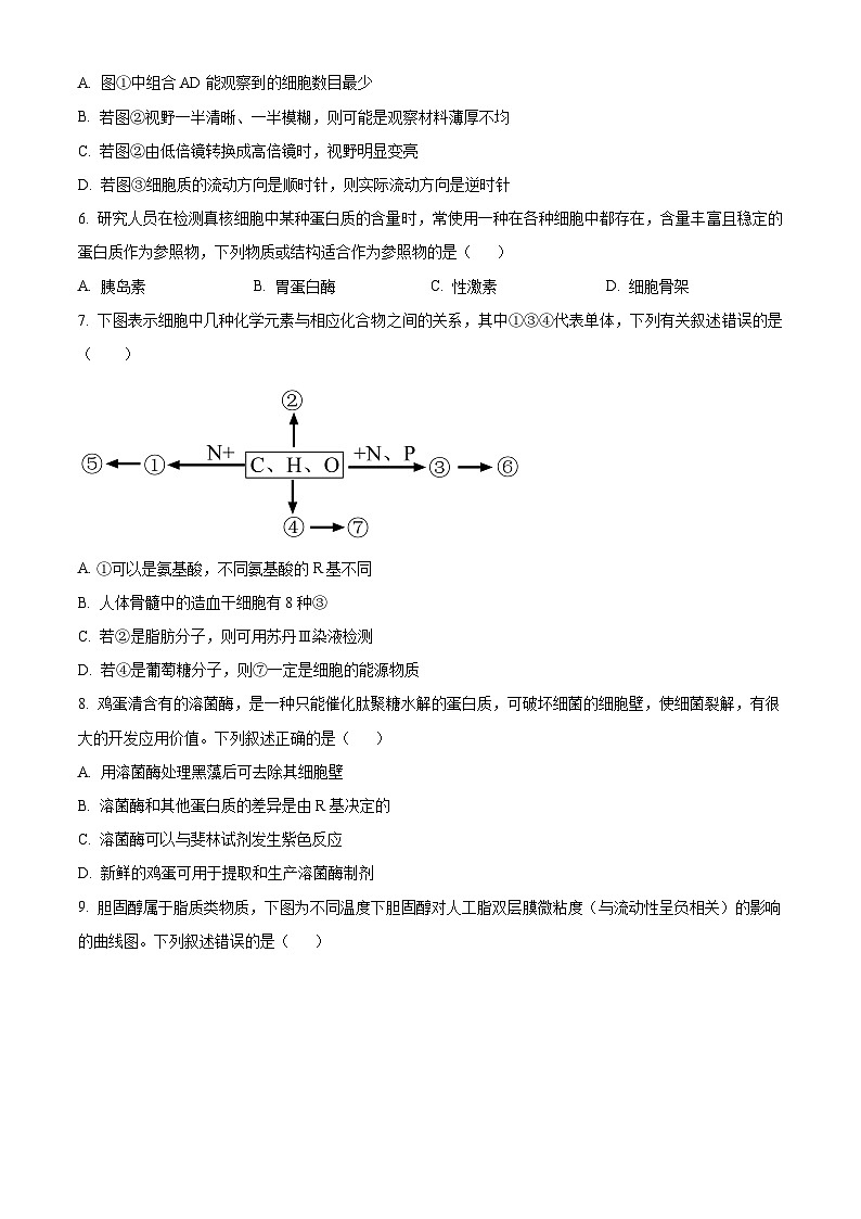 【期中真题】山西省名校高一上学期期中联合考试生物试题02