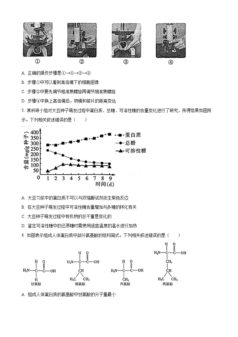 【期中真题】贵州省贵阳市高一上学期期中调研生物试题02