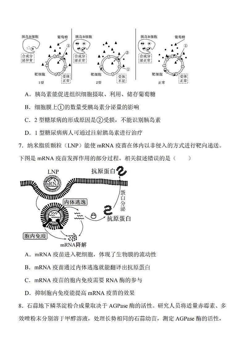 江苏省南通市2024届高三上学期10月份质量监测 生物03