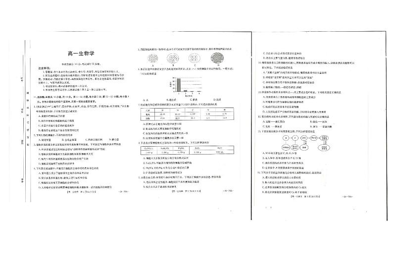 2024深圳名校高一上学期期中联考试题生物PDF版含解析第1页