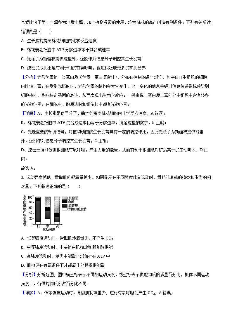湖北省部分高中2023-2024学年高三上学期10月联考生物试题 Word版含解析02