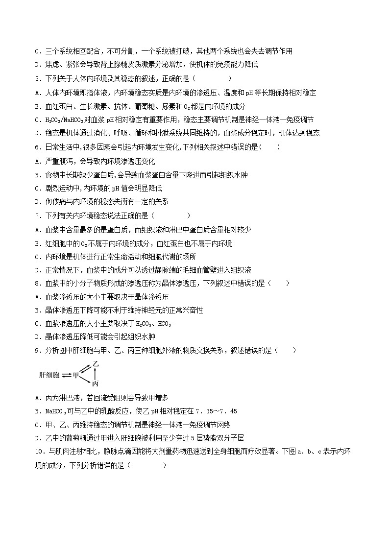 1.2 内环境的稳态（分层作业）（原卷版）第2页