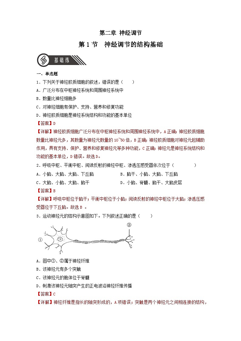 2.1+神经调节的结构基础（课件+教案+导学案+练习）-高二生物同步备课系列（人教版2019选择性必修1）01