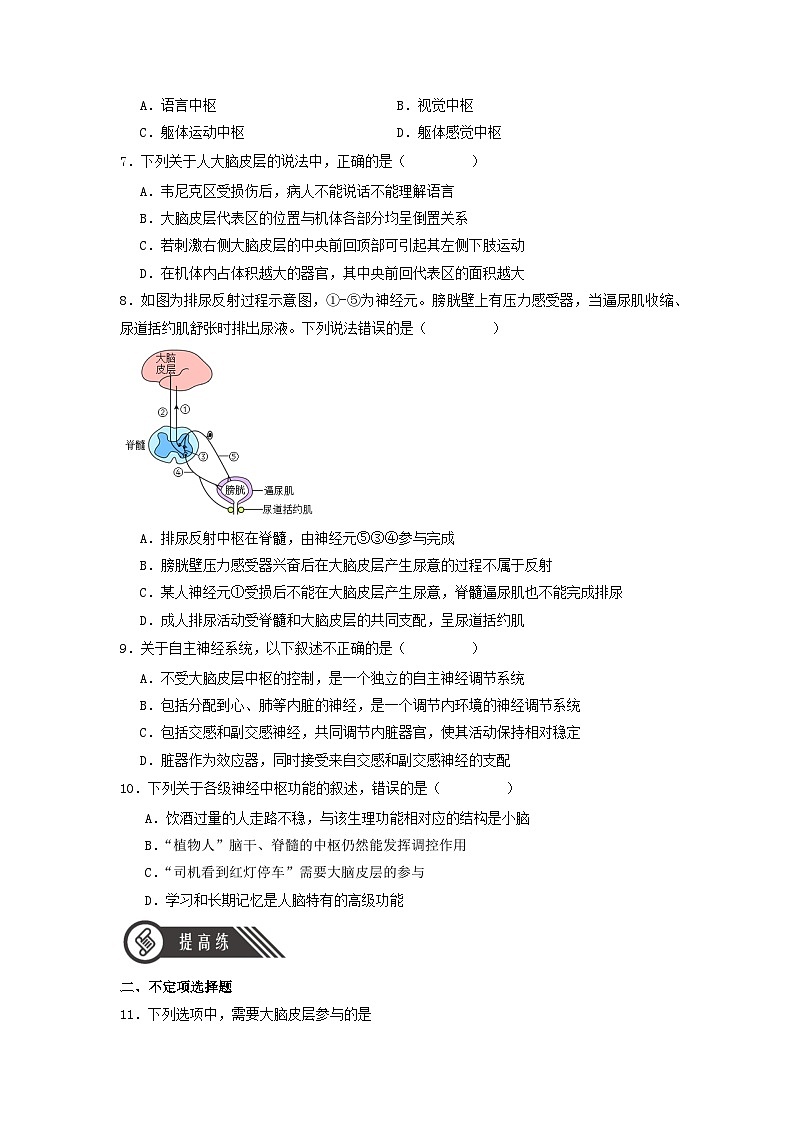 2.5 人脑的高级功能（分层作业）（原卷版）第2页