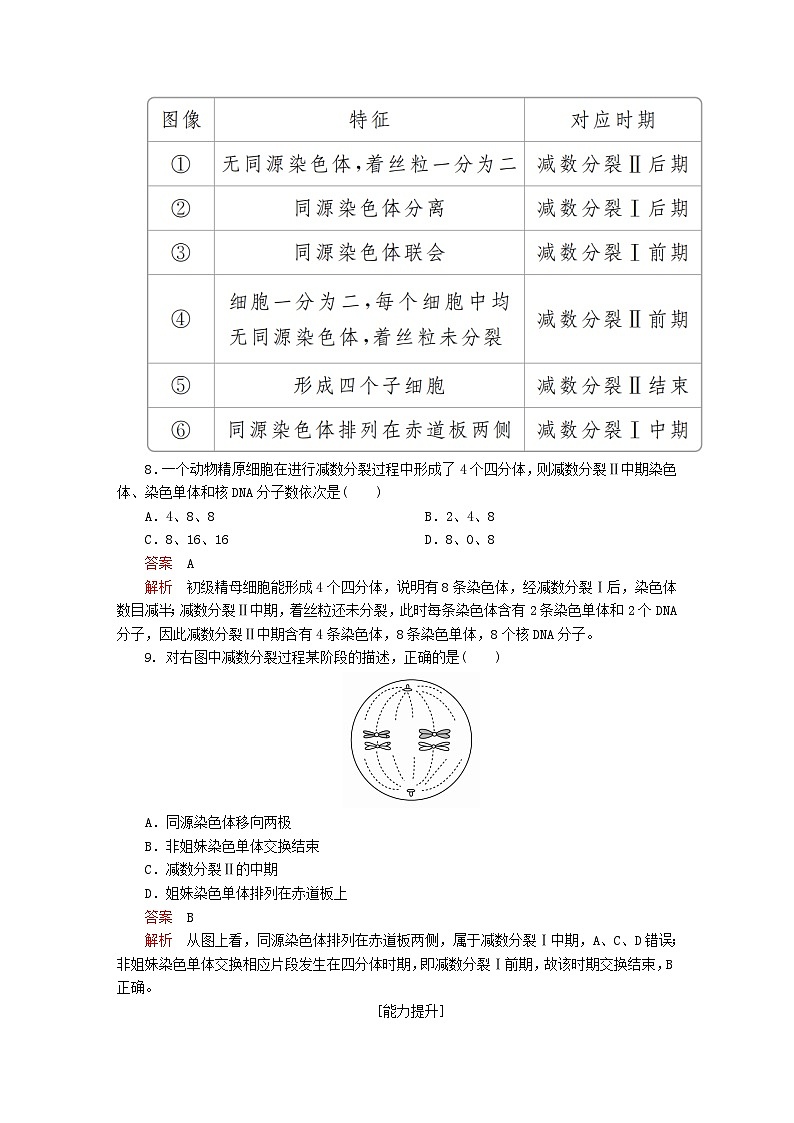 2023年新教材高中生物第2章基因和染色体的关系第1节减数分裂和受精作用第1课时精子的形成过程课时精练新人教版必修203