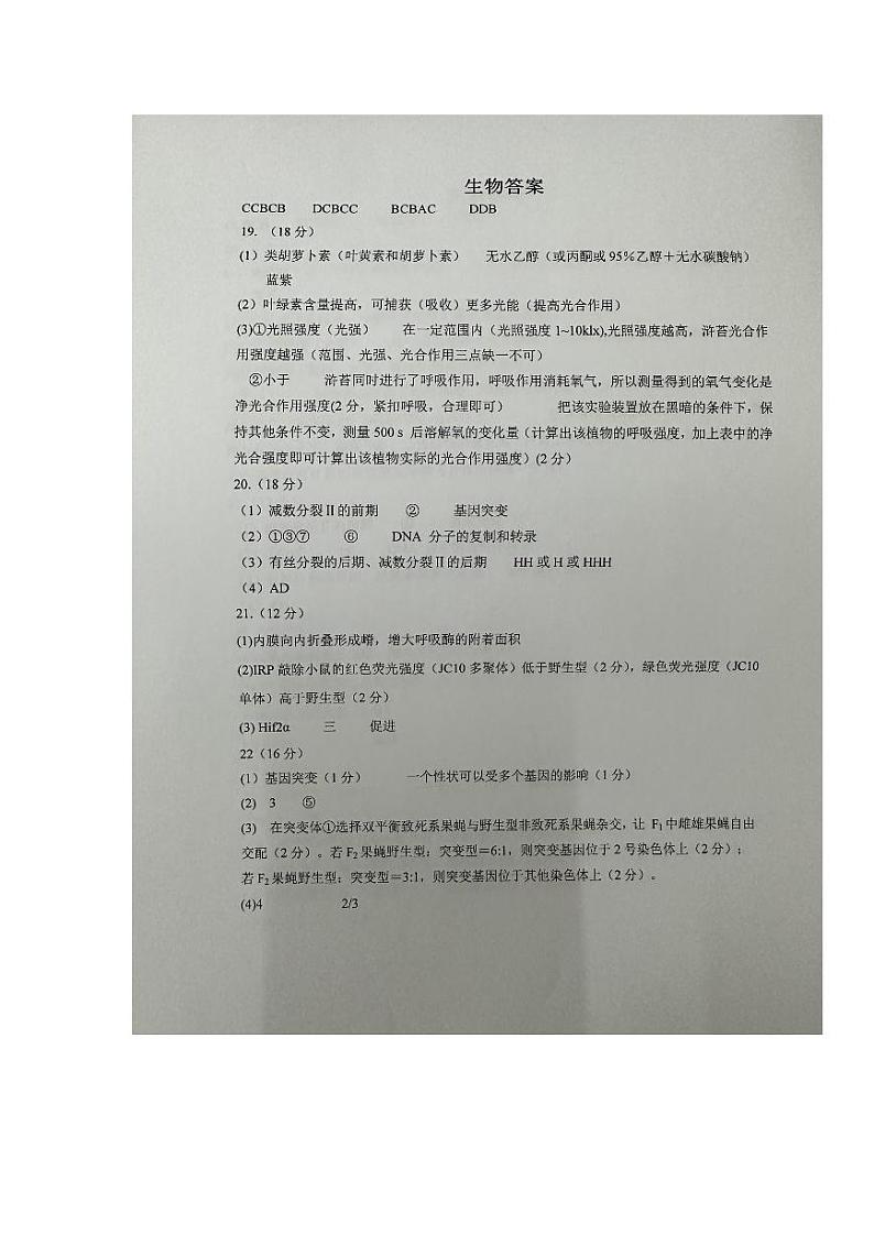 2024荆州中学高三上学期10月半月考生物试题PDF版含答案（可编辑）01