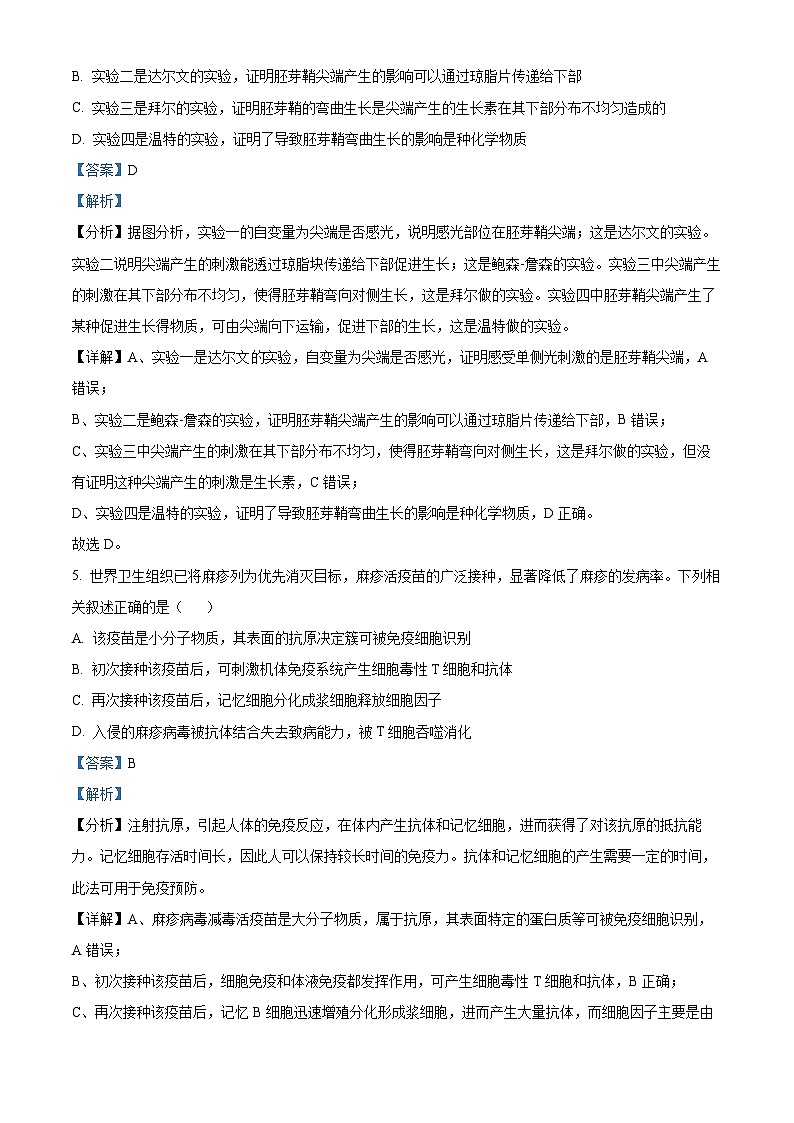 四川省遂宁市射洪中学2023—2024学年高二上学期第一次月考生物试题含解析第3页