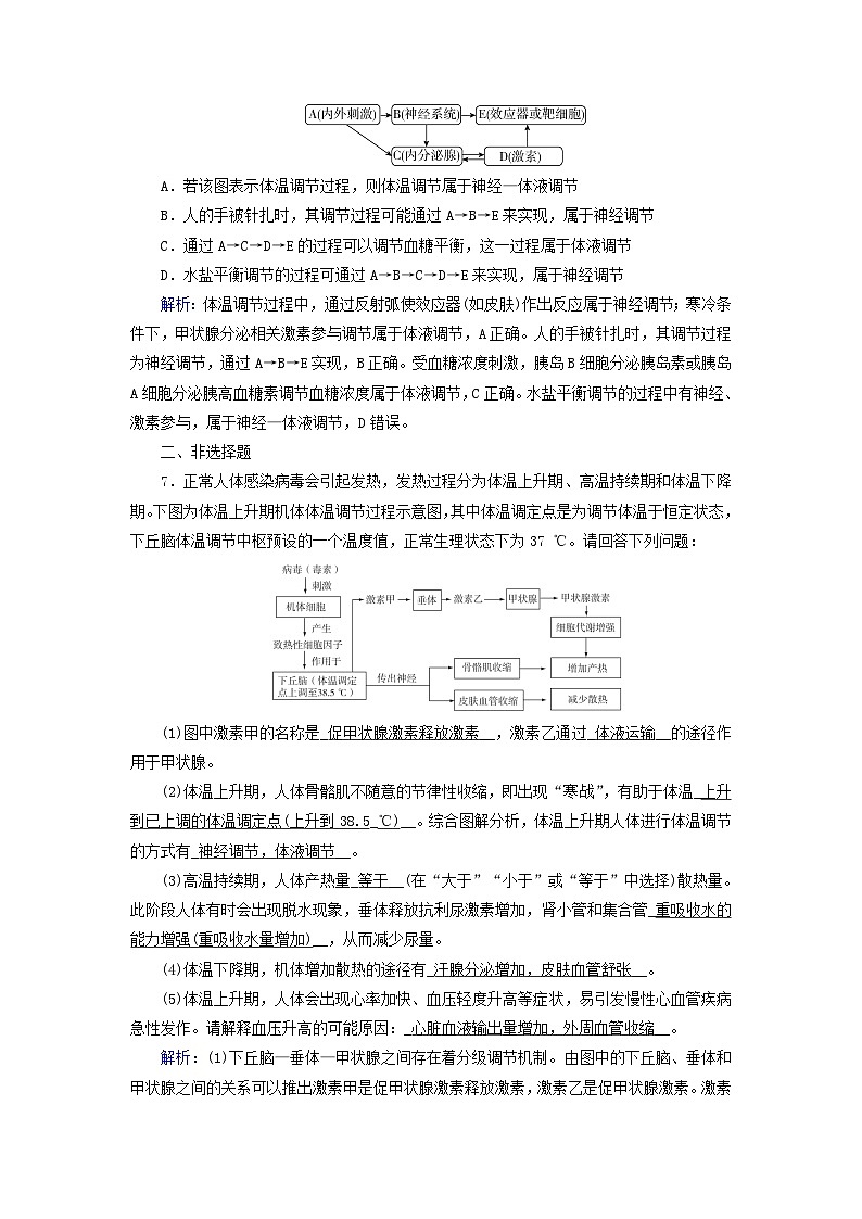 新教材适用2023_2024学年高中生物第3章体液调节第3节体液调节与神经调节的关系提能作业新人教版选择性必修1第3页