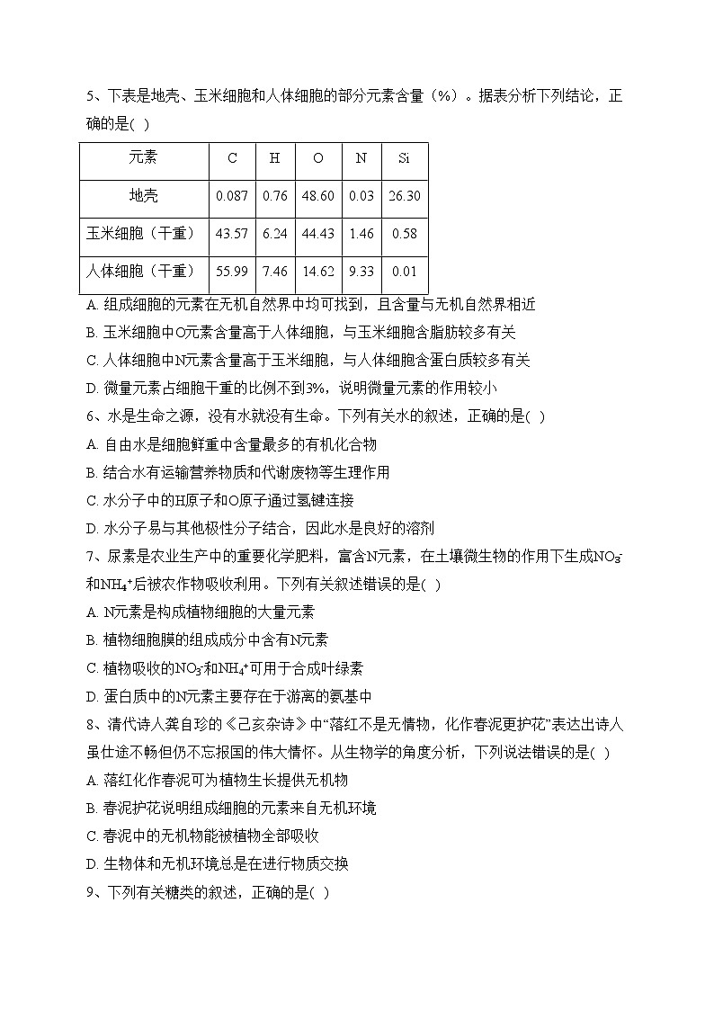 湖南省部分校2023-2024学年高一上学期10月联考生物试卷(含答案)02