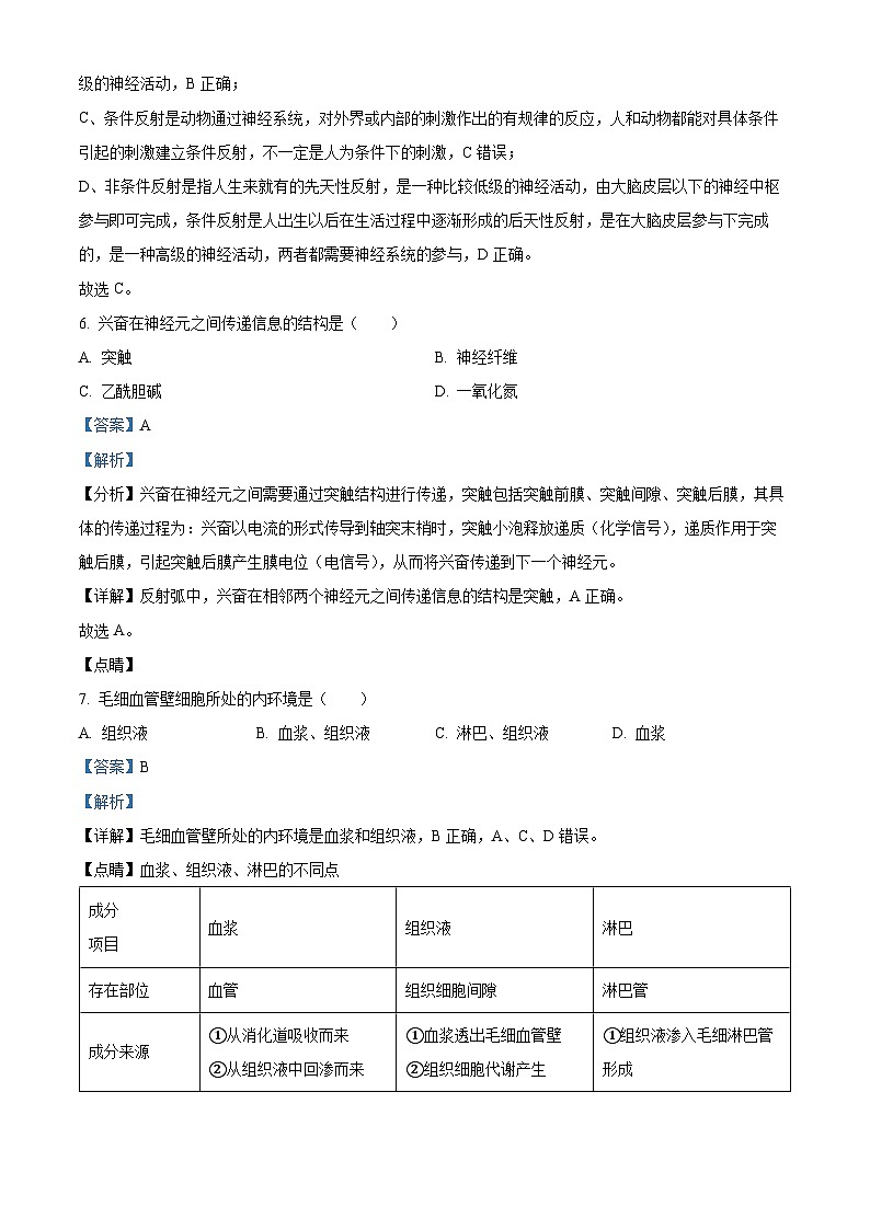 四川省内江市第二中学2023-2024学年高二生物上学期第一次月考试题（Word版附解析）第3页