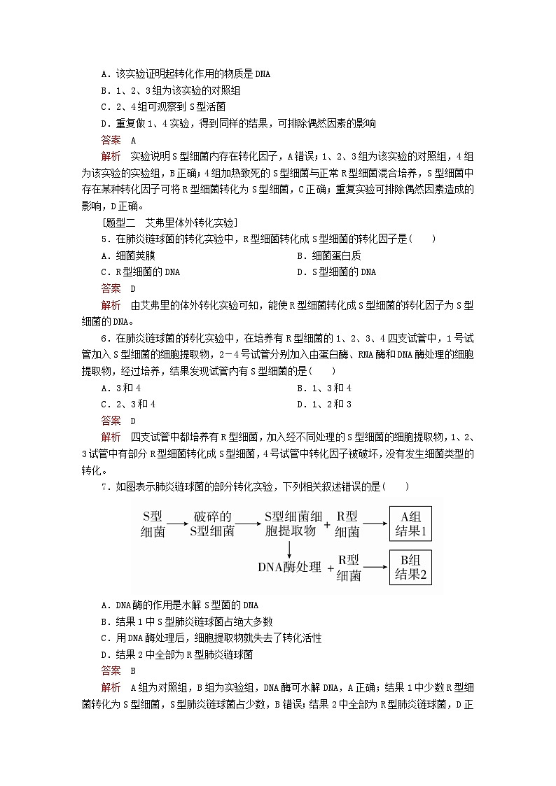 新教材2023版高中生物第3章基因的本质第1节DNA是主要的遗传物质同步检测新人教版必修202