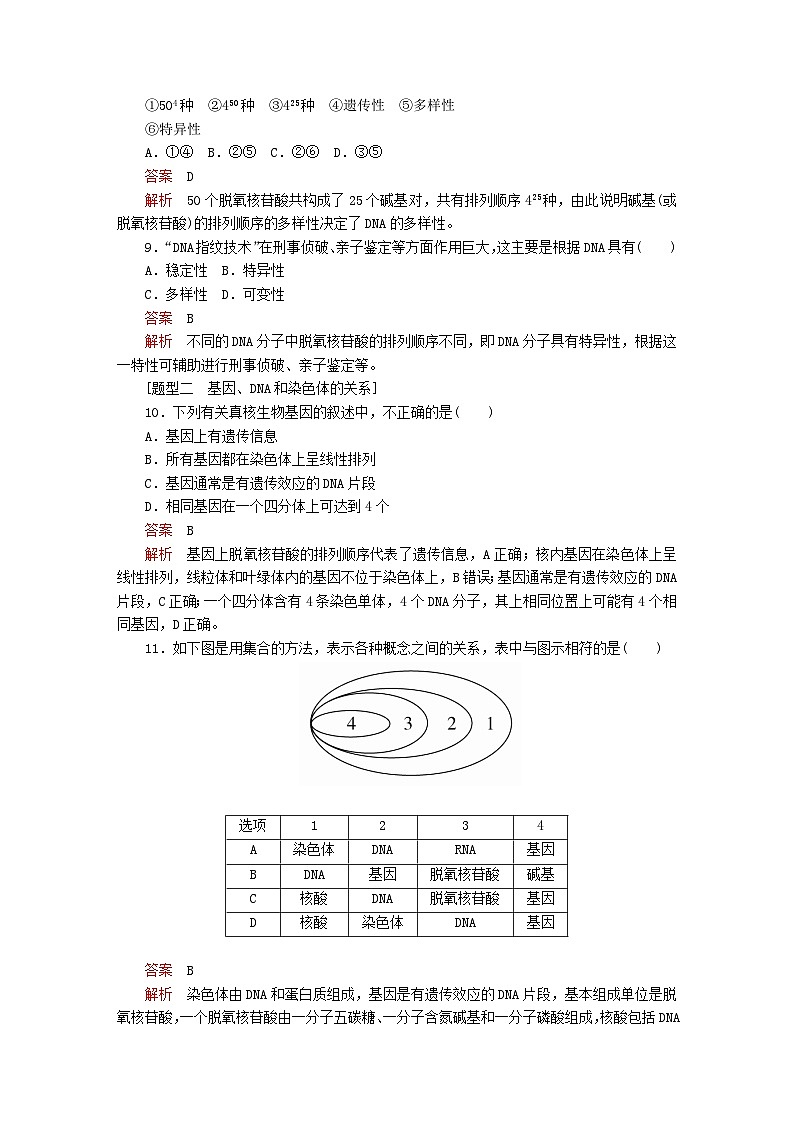 新教材2023版高中生物第3章基因的本质第4节基因通常是有遗传效应的DNA片段同步检测新人教版必修203