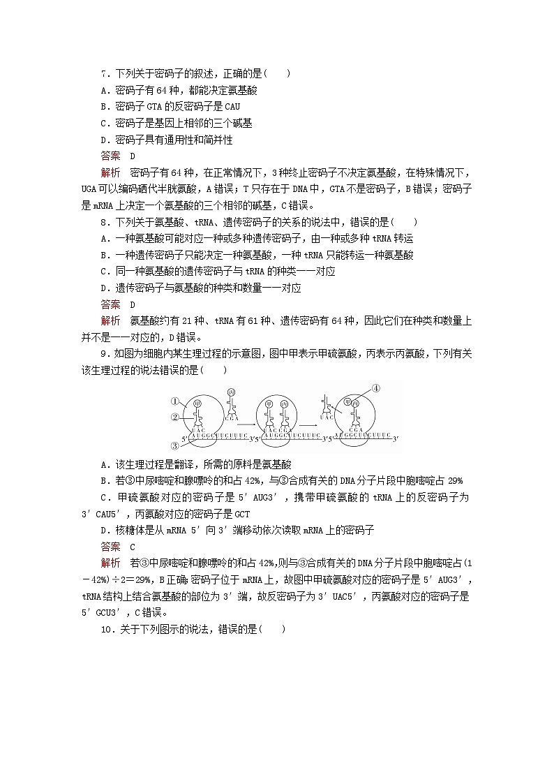 新教材2023版高中生物第4章基因的表达章末检测新人教版必修203