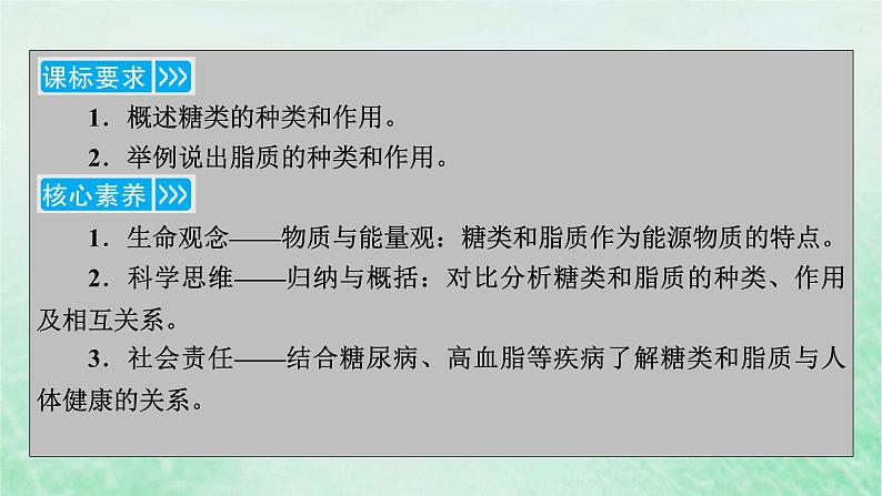 新教材适用2023_2024学年高中生物第2章组成细胞的分子第3节细胞中的糖类和脂质课件新人教版必修103