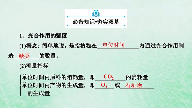 新教材适用2023_2024学年高中生物第5章细胞的能量供应和利用第4节光合作用与能量转化第3课时光合作用原理的应用课件新人教版必修106