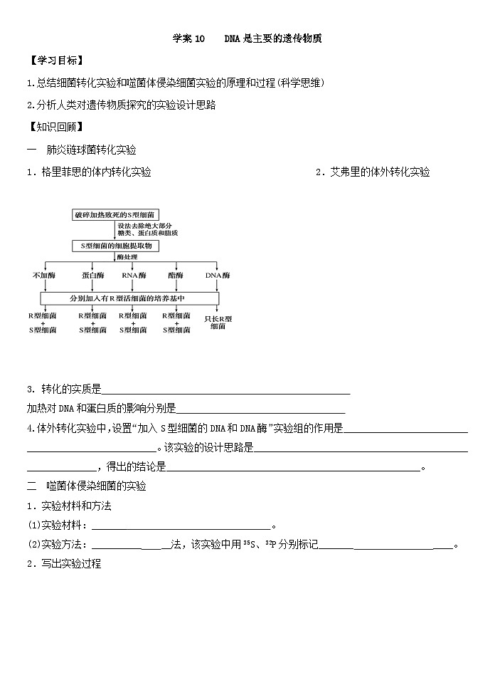 高三生物一轮复习导学案10  DNA是主要的遗传物质第1页
