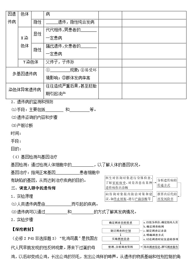高三生物一轮复习导学案10伴性遗传和人类遗传病第3页