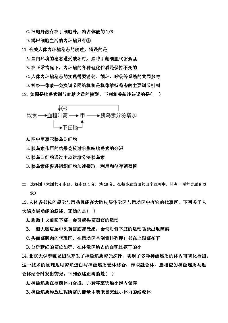 河溪中学2023-2024学年度第一学期高二期中考试生物试题第3页