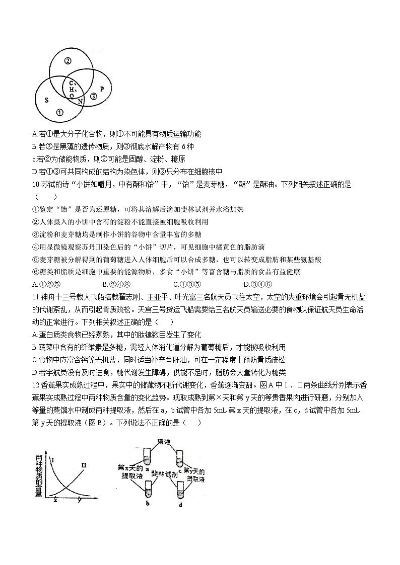 河南省郑州市中牟县一中2023-2024学年高一10月月考生物试题第3页