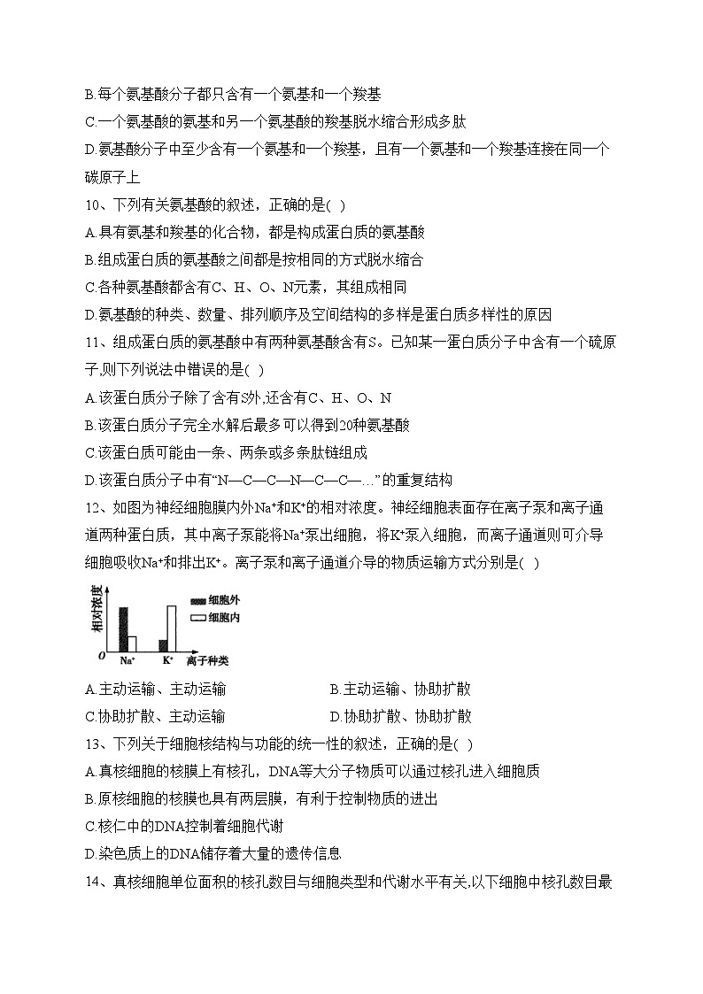 甘肃省天水市武山县2022-2023学年高一上学期期中考试生物试卷(含答案)03