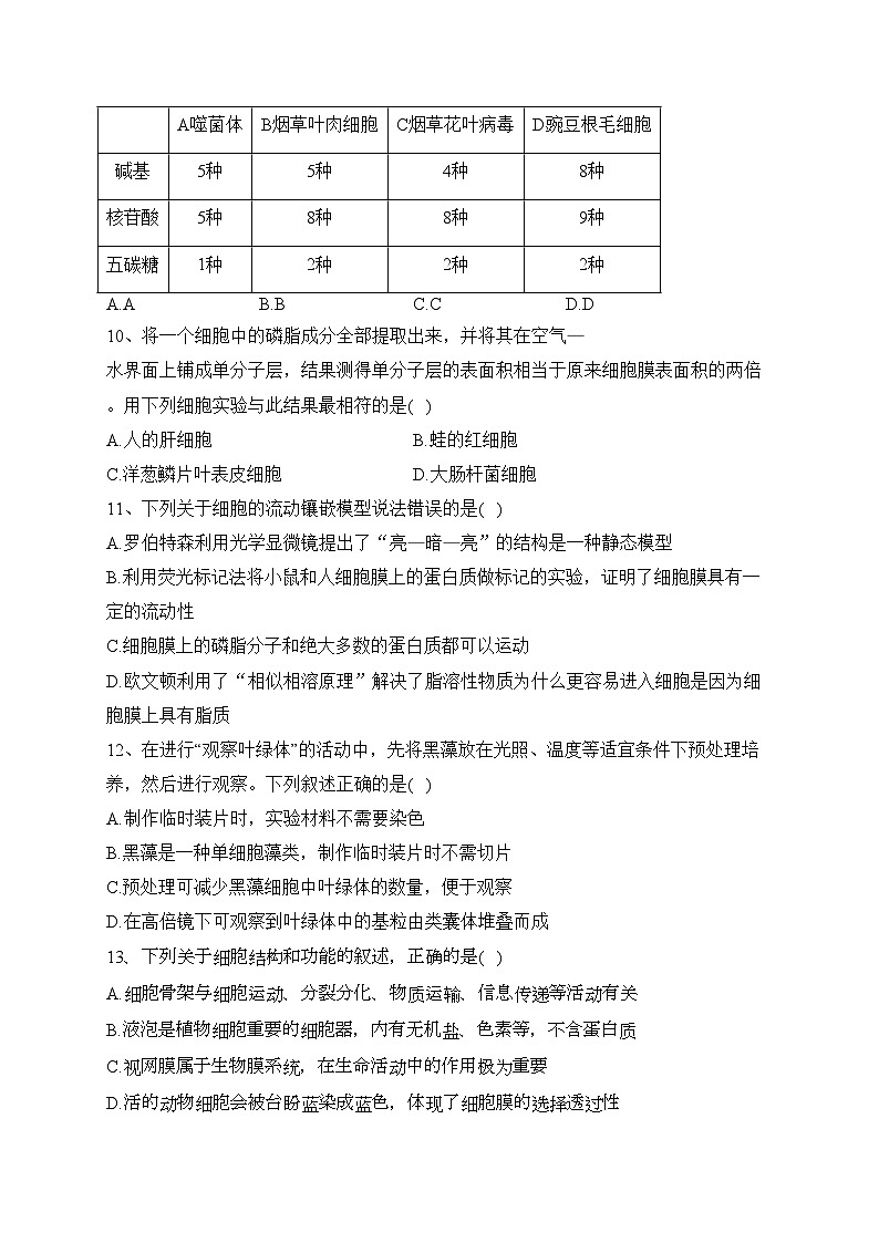 福建省厦门市双十中学2022-2023学年高一上学期期中考试生物试卷（含解析）03