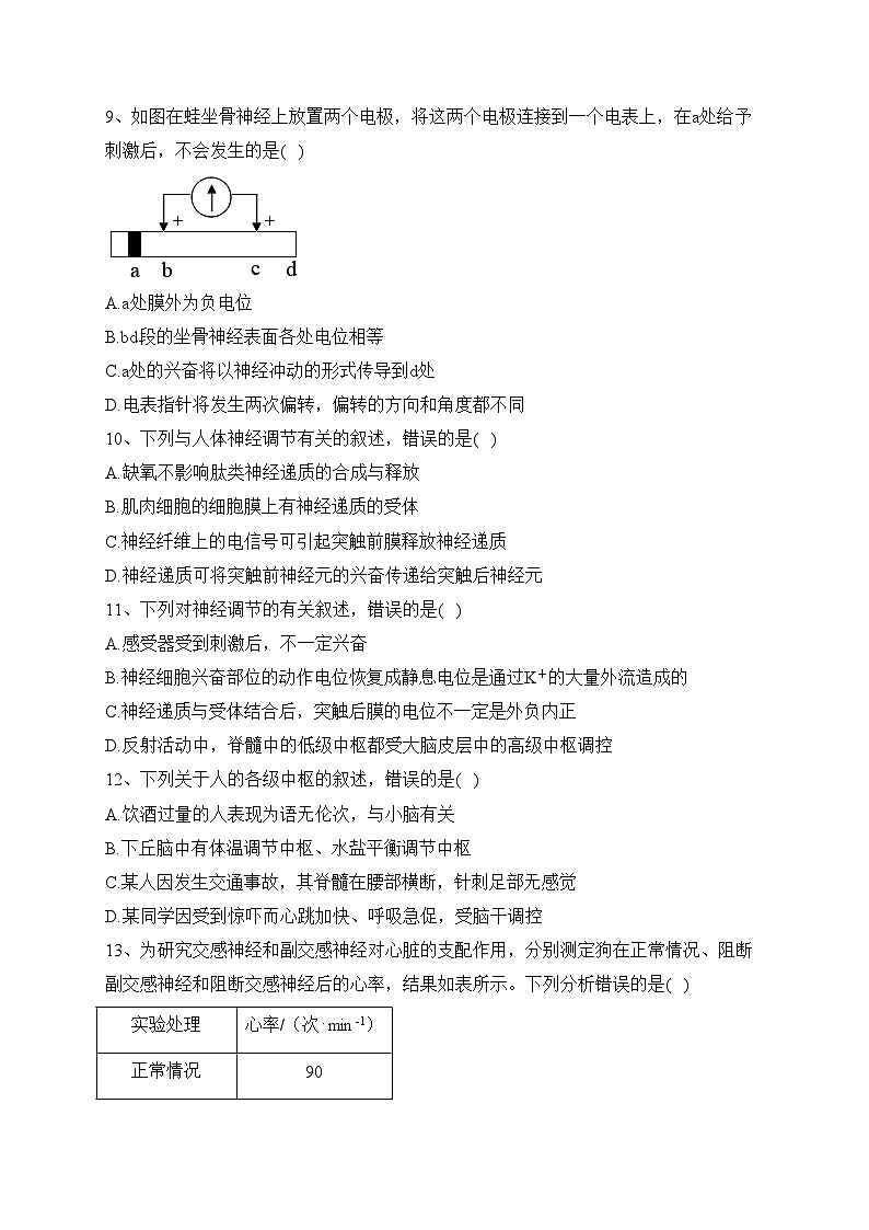 重庆市万州第二高级中学2023-2024学年高二上学期10月质量检测生物试卷(含答案)第3页