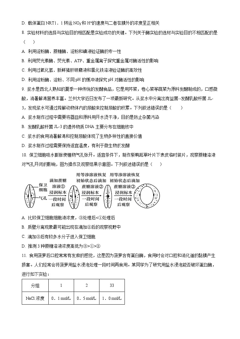 甘肃省兰州市教育局第四片区联考2023-2024学年高三上学期期中生物试题（原卷版）第3页