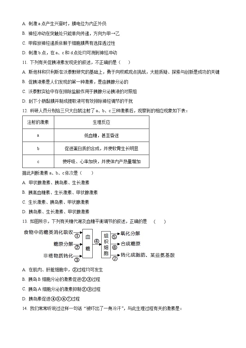 2024兰州教育局第四片区高二上学期期中联考生物试题含解析03