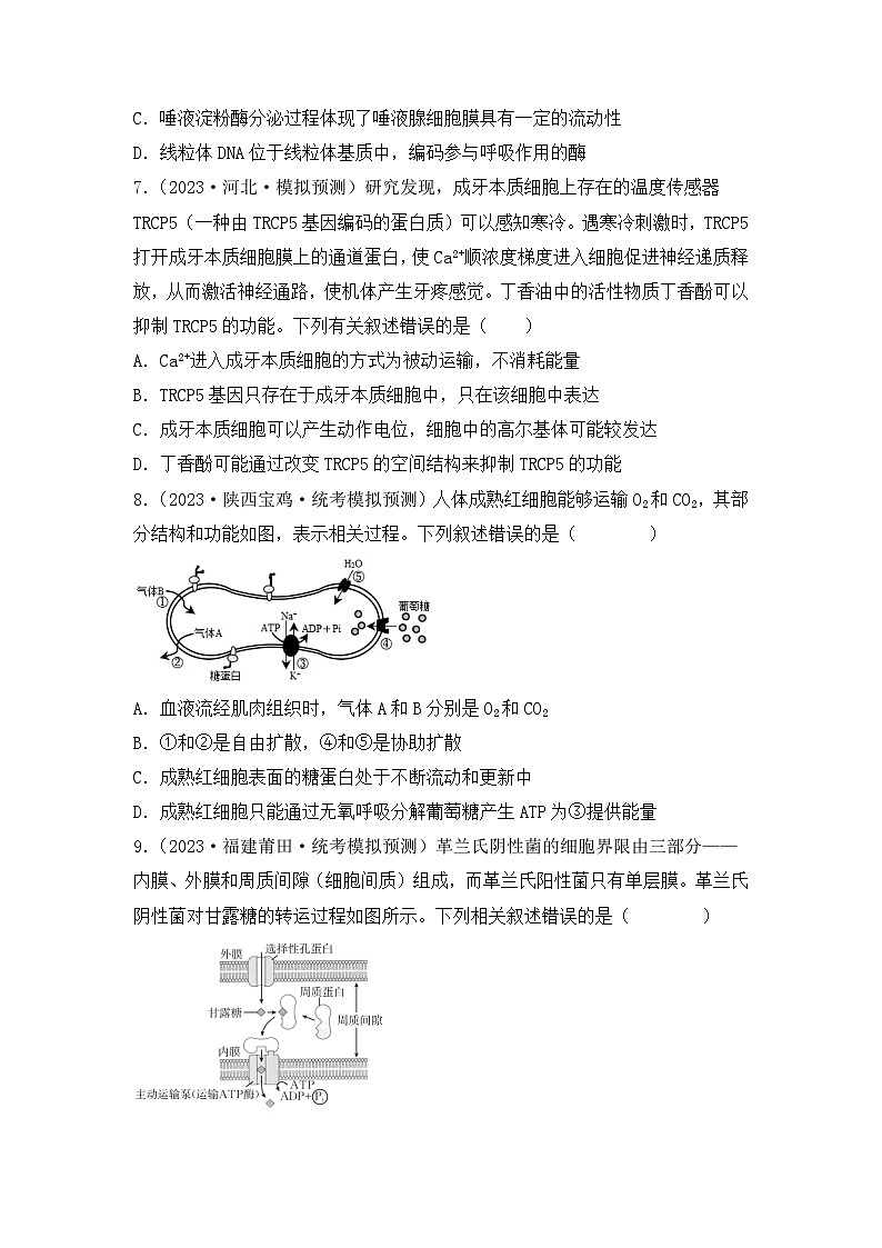 专题02 细胞的基本结构和物质运输（原卷版）第3页