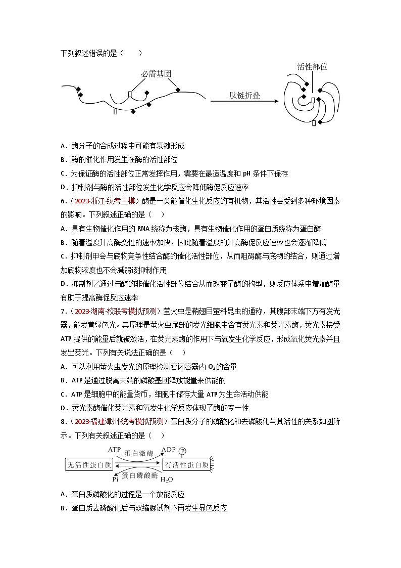 2024年高考生物一轮复习重难点训练 专题03 酶与ATP试题（含答案）03