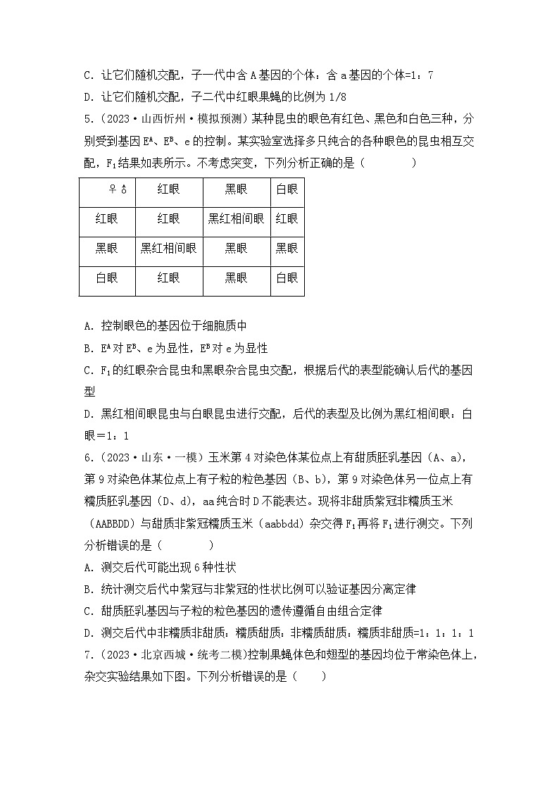 2024年高考生物一轮复习重难点训练 专题06 基因的分离定律和自由组合定律试题（含答案）03