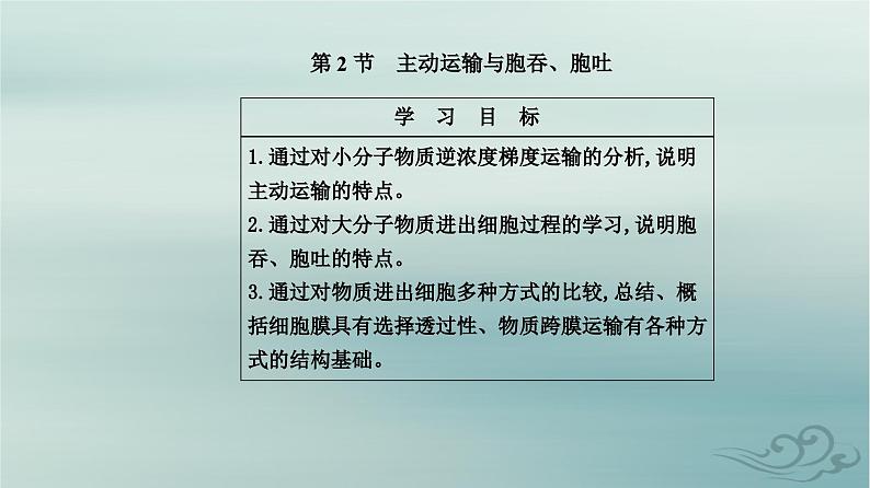 2023_2024学年新教材高中生物第4章细胞的物质输入和输出第2节主动运输与胞吞胞吐课件新人教版必修102