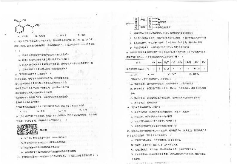 内蒙古赤峰市实验中学2023-2024学年高一上学期期中考试生物试卷第2页